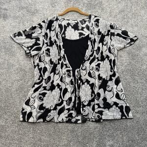 Cato Top 22/24W Plus Floral Retro Y2K Layered Look Flowy Boho Office Casual Chic